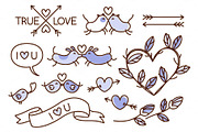 Hand drawn love themed illustrations