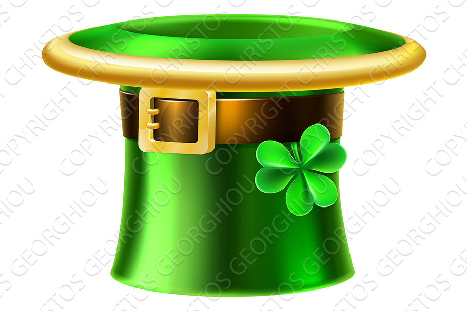 Leprechaun Shamrock Green St Patricks Day Hat in Illustrations - product preview 8