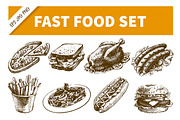 Fast Food Hand Drawn Set