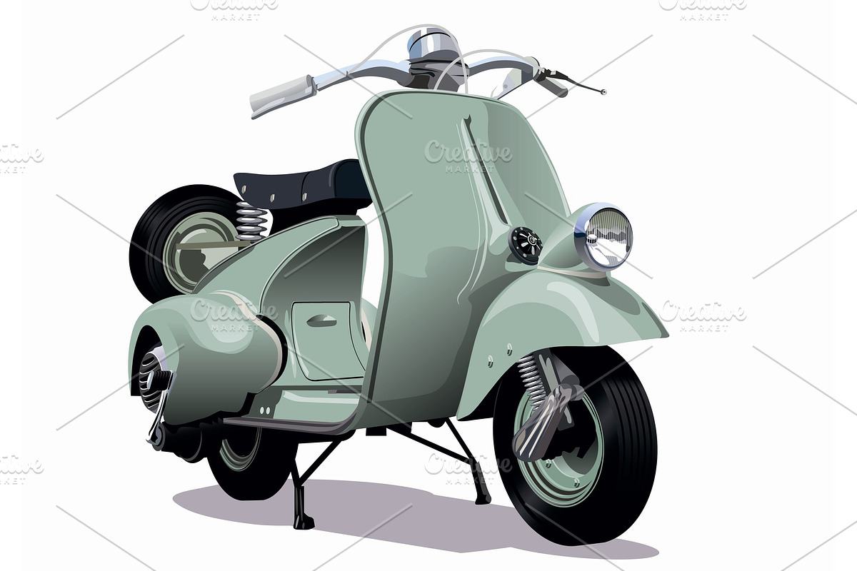 Vector retro scooter in Illustrations - product preview 8