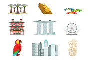 Singapore Touristic Symbols Set
