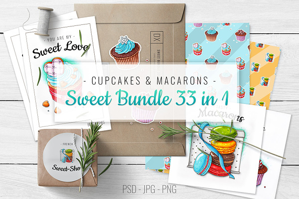 Cupcakes and Macarons Sweet Bundle