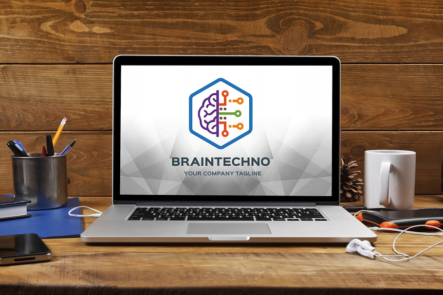 Brain Techno Logo in Logo Templates - product preview 8