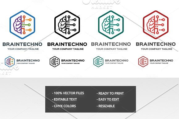 Brain Techno Logo in Logo Templates - product preview 1