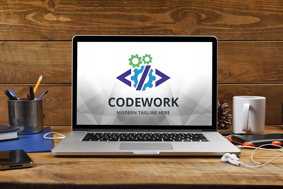 Code Work Logo in Logo Templates - product preview 8