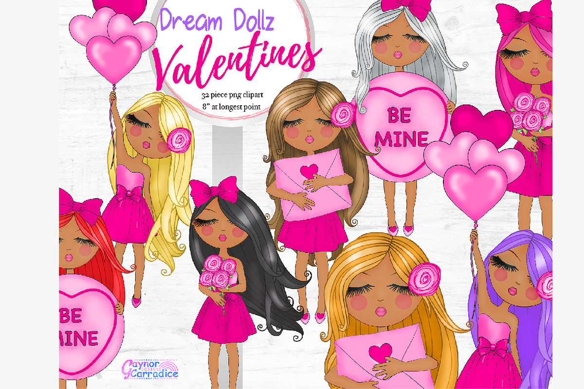 Dream Dollz valentines dark skin in Illustrations - product preview 8