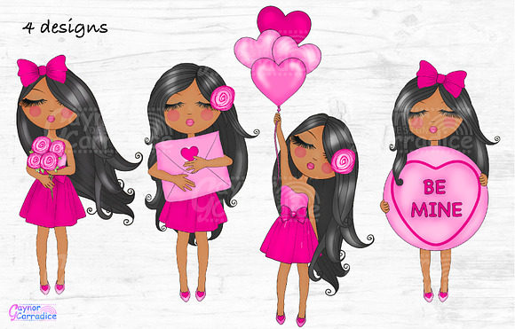Dream Dollz valentines dark skin in Illustrations - product preview 1