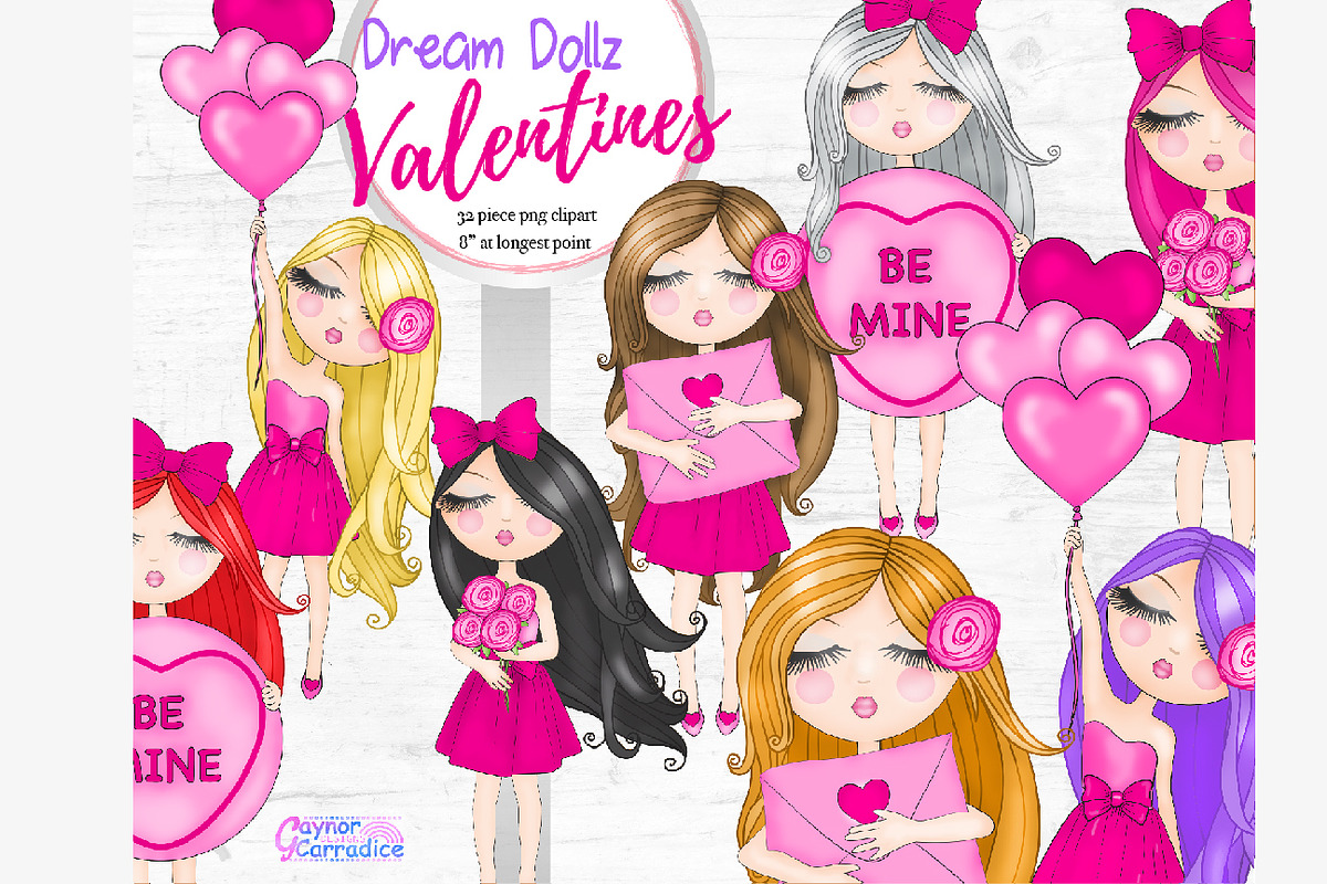 Dream dollz valentines in Illustrations - product preview 8