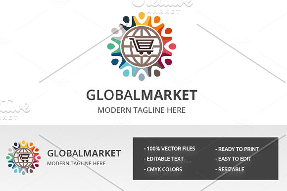 Global Market Logo in Logo Templates - product preview 1