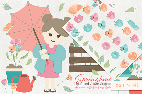 Springtime 01 Flower Clipart Vector in Illustrations - product preview 1
