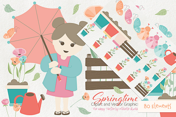 Springtime 01 Flower Clipart Vector in Illustrations - product preview 2