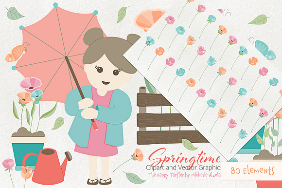 Springtime 01 Flower Clipart Vector in Illustrations - product preview 3