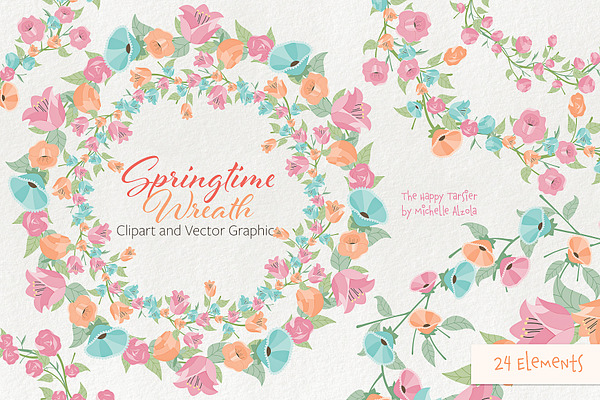 Springtime 01 Wreath Clipart Vector