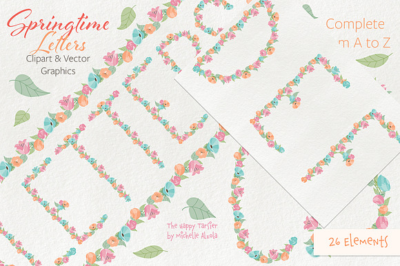 Springtime 01 Letters Clipart Vector in Illustrations - product preview 2