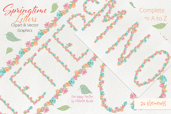 Springtime 01 Letters Clipart Vector in Illustrations - product preview 5