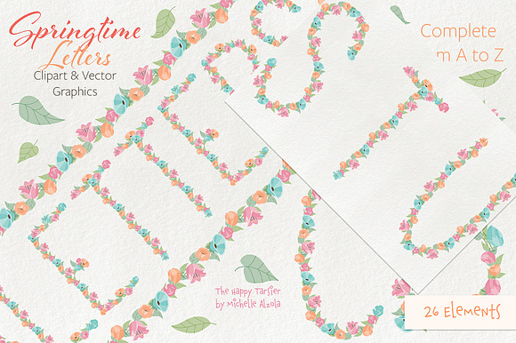 Springtime 01 Letters Clipart Vector in Illustrations - product preview 7