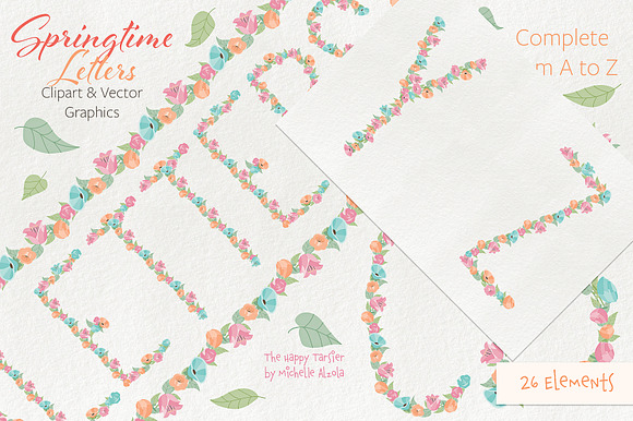 Springtime 01 Letters Clipart Vector in Illustrations - product preview 9