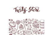 Vector hand drawn sweets shop or confectionary