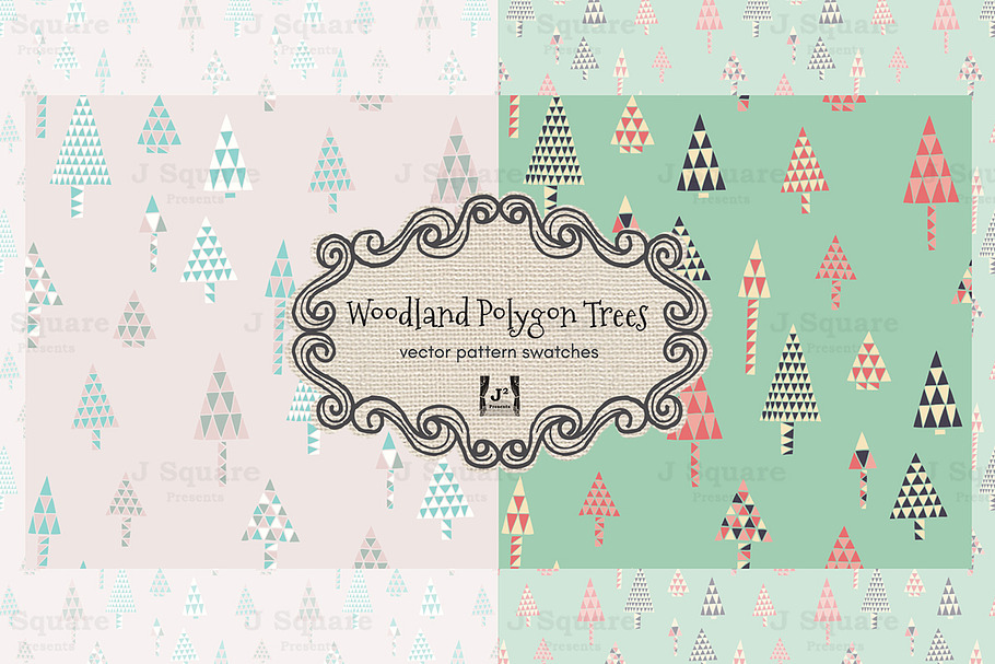 Woodland Polygon Tree Vector Pattern