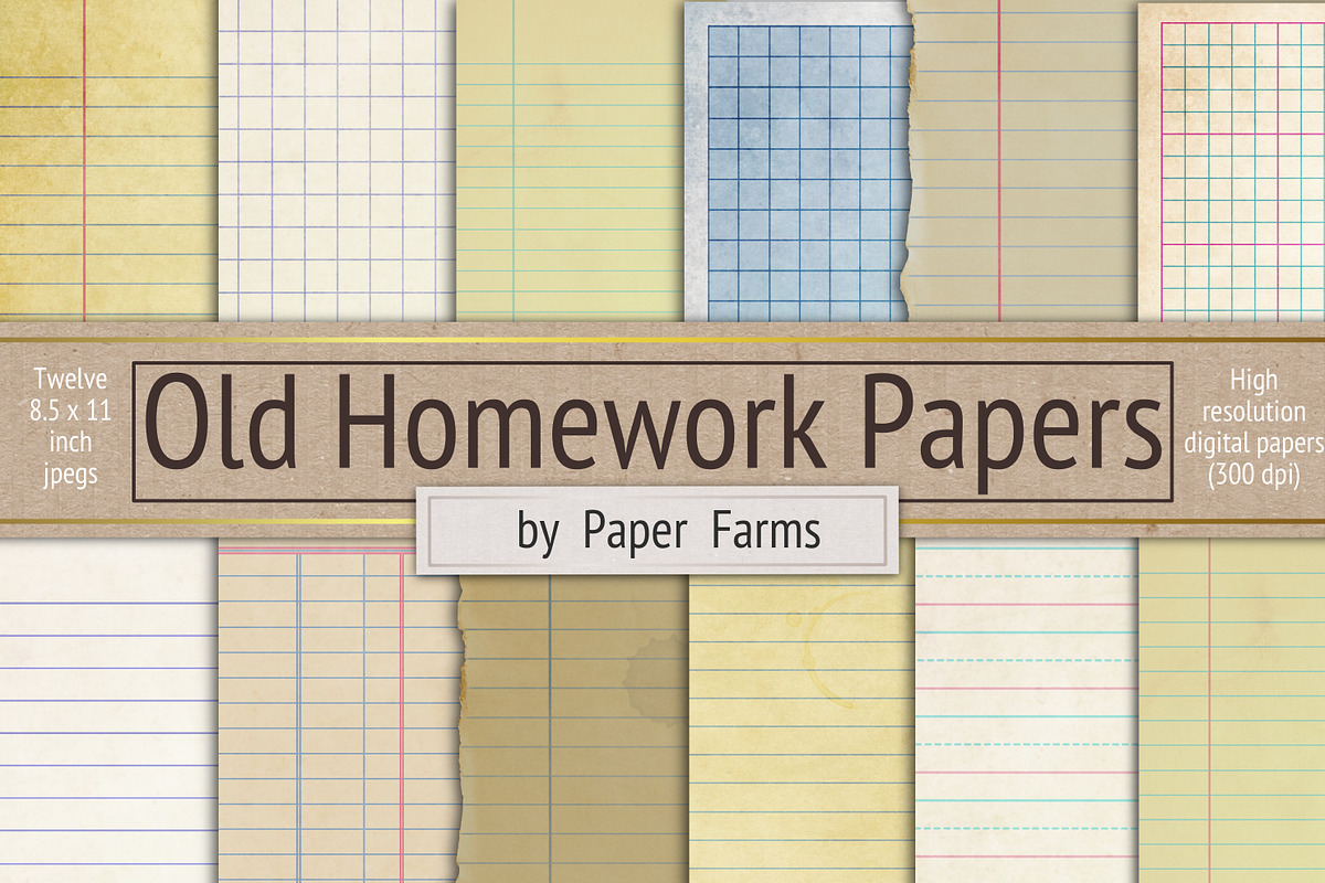 Old homework papers in Textures - product preview 8