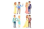 Married Couple and Hugs Set Vector Illustration