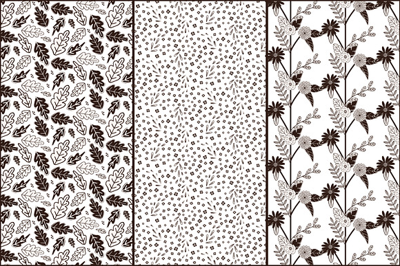Black & White Flowers and Leaves in Patterns - product preview 1