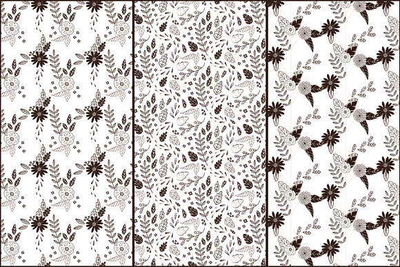 Black & White Flowers and Leaves in Patterns - product preview 2