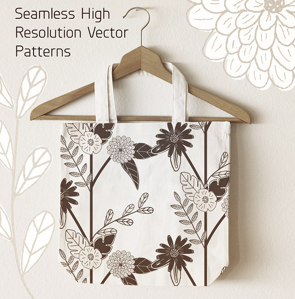 Black & White Flowers and Leaves in Patterns - product preview 4