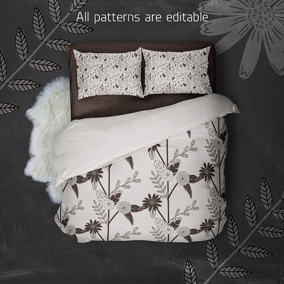 Black & White Flowers and Leaves in Patterns - product preview 5