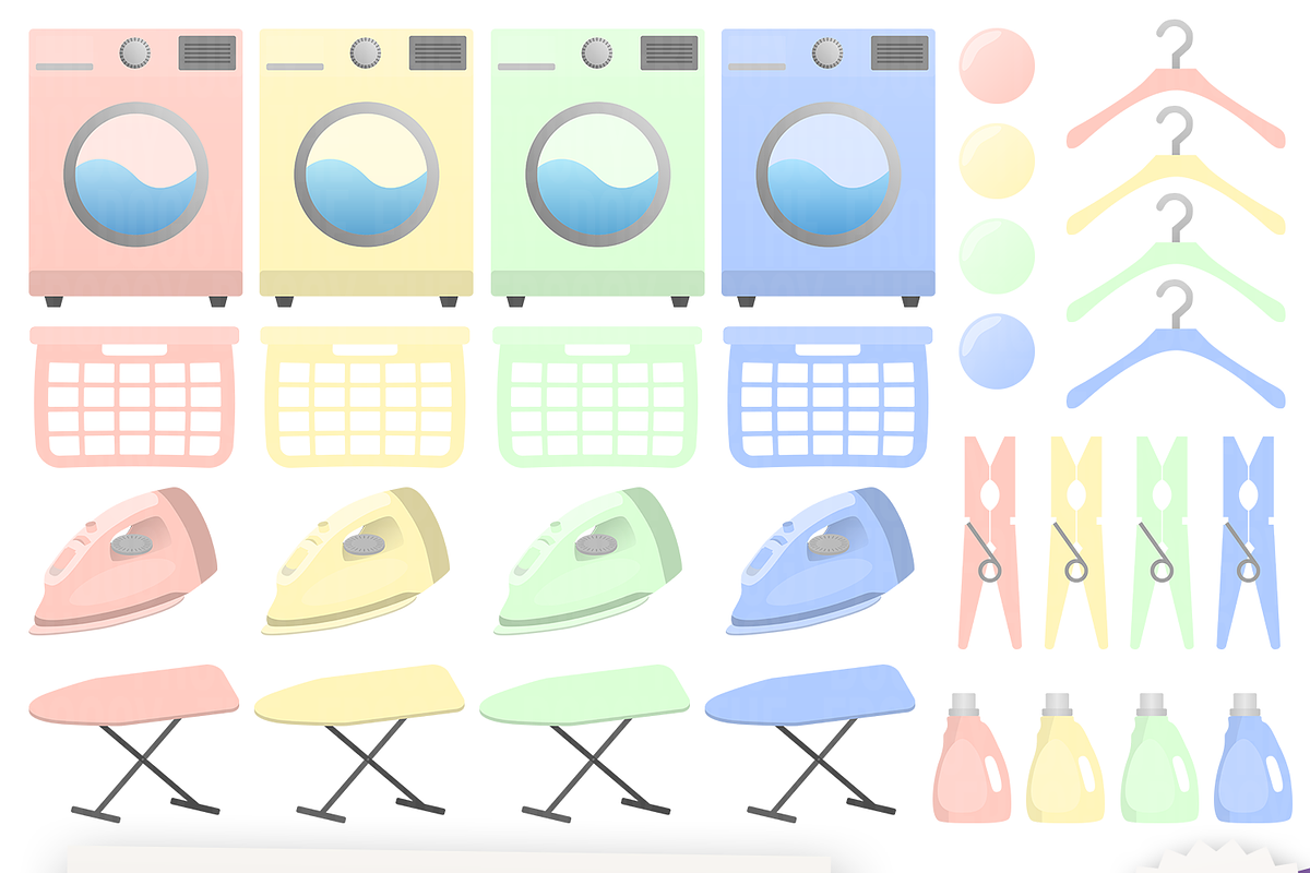 Laundry Clipart Collection in Illustrations - product preview 8