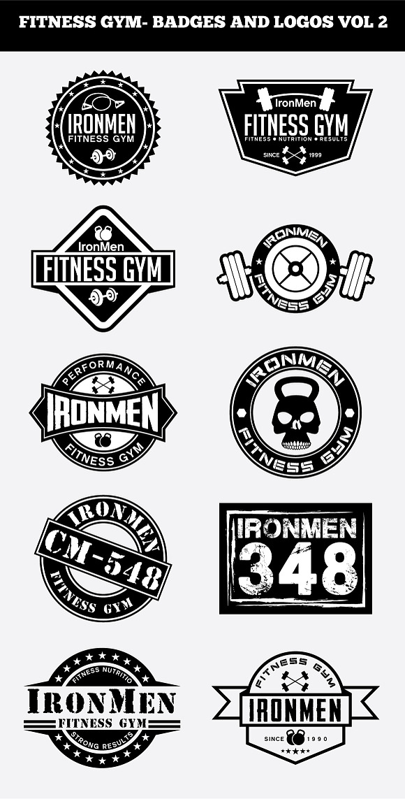 FITNESS GYM- BADGES AND LOGOS VOL2 in Logo Templates - product preview 3