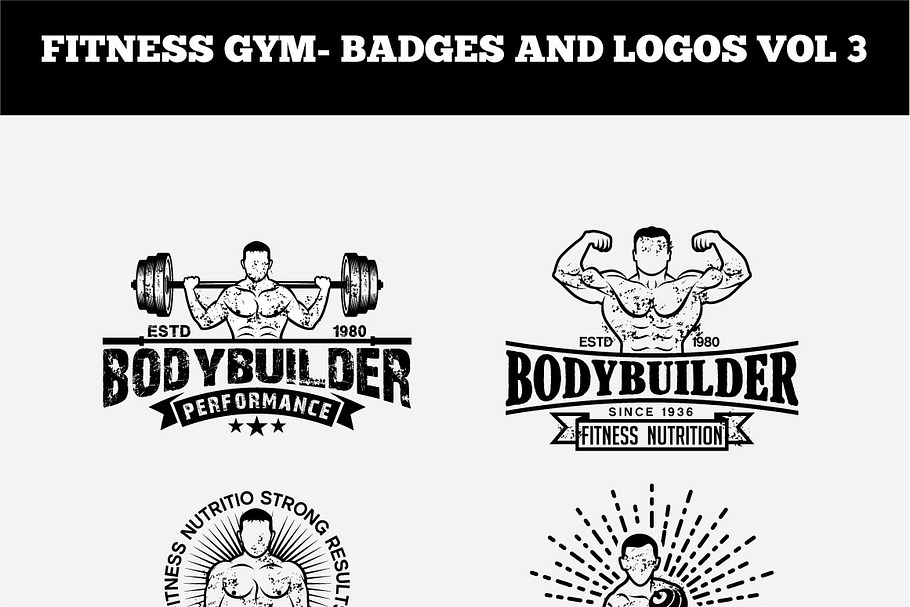 FITNESS GYM- BADGES AND LOGOS VOL3 in Logo Templates - product preview 8