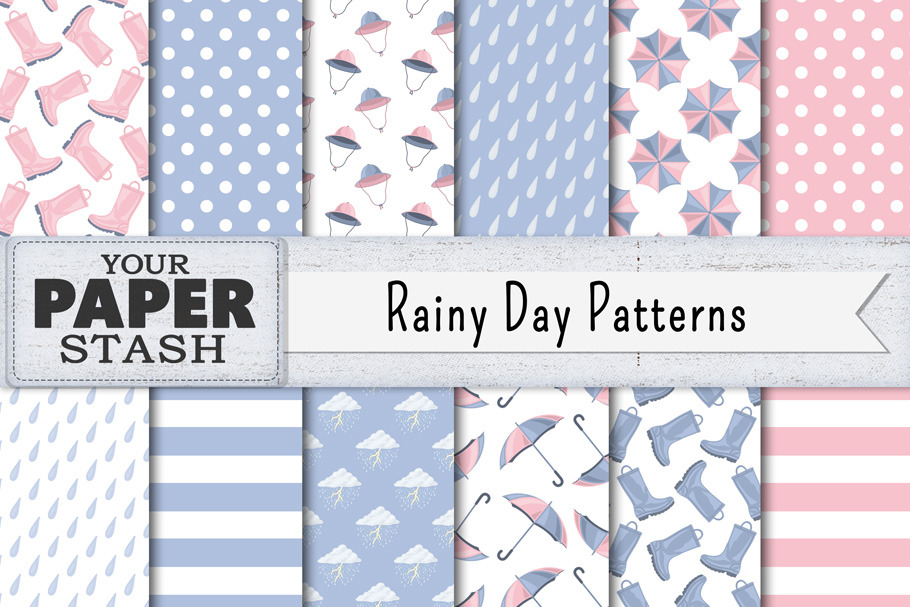 Rainy Day Digital Paper Backgrounds