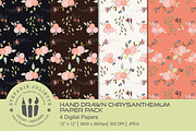 Hand Drawn Chrysanthemums Paper Pack