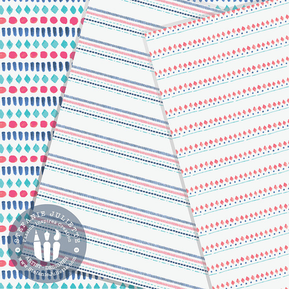 Blue, Pink & Aqua Watercolor Pattern in Patterns - product preview 1