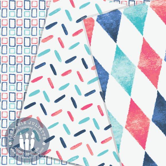 Blue, Pink & Aqua Watercolor Pattern in Patterns - product preview 2