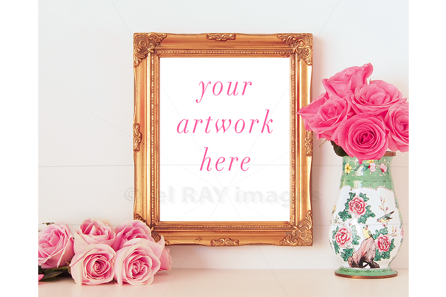 Valentine's Gold Frame, Roses Mockup in Graphics - product preview 8