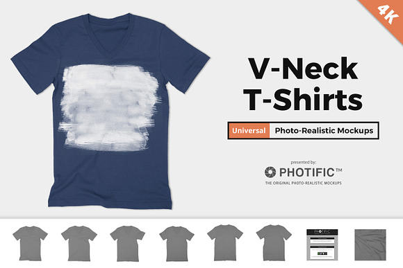 V-Neck T-Shirt Apparel Mockups in Product Mockups - product preview 4