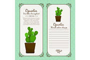 Vintage label with opuntia plant