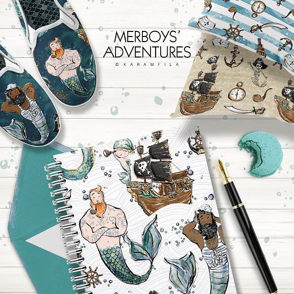 Merboy Pirate Clipart in Illustrations - product preview 1