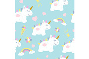 Childish seamless pattern with fairy unicorns. Scandinavian style. Childish texture for fabric.