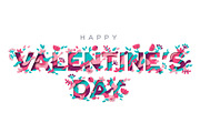 Valentines day typography with floral elements