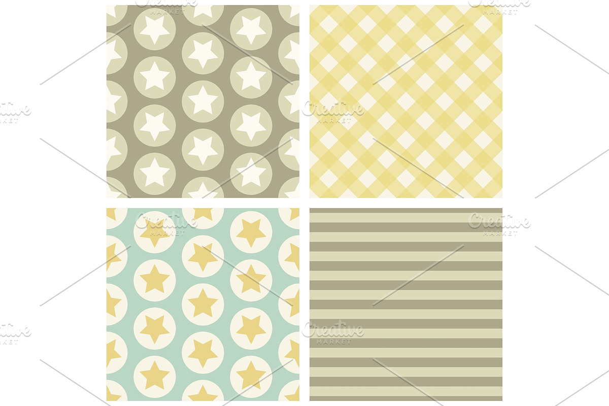 Cute set of geometric seamless patterns with stars in Textures - product preview 8