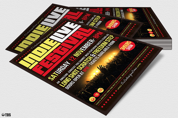 Indie Live Festival Flyer Template in Flyer Templates - product preview 3
