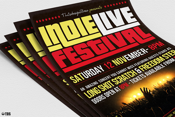 Indie Live Festival Flyer Template in Flyer Templates - product preview 4