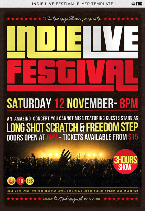 Indie Live Festival Flyer Template in Flyer Templates - product preview 6