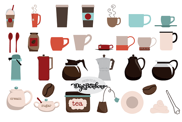 Coffee and Tea Vector Clipart in Graphics - product preview 1
