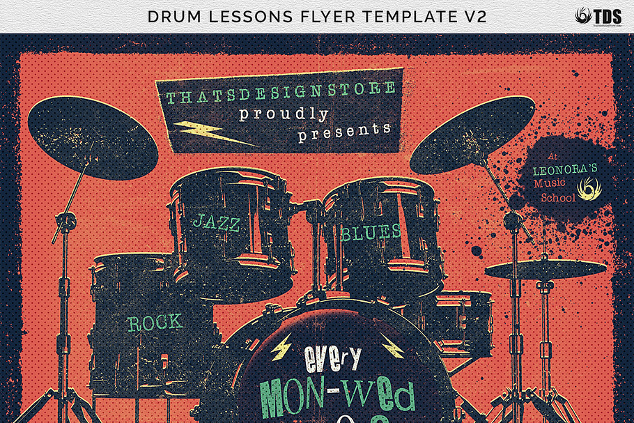 Drum Lessons Flyer Template V2 | Creative Flyer Templates ~ Creative Market