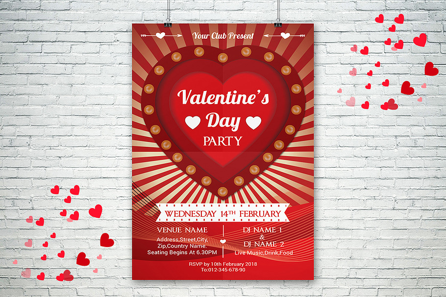 Valentines Day Party Flyer V-02 in Flyer Templates - product preview 8