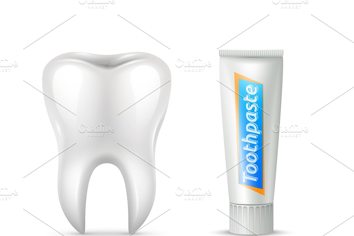 Human tooth brush and paste set in Illustrations - product preview 8